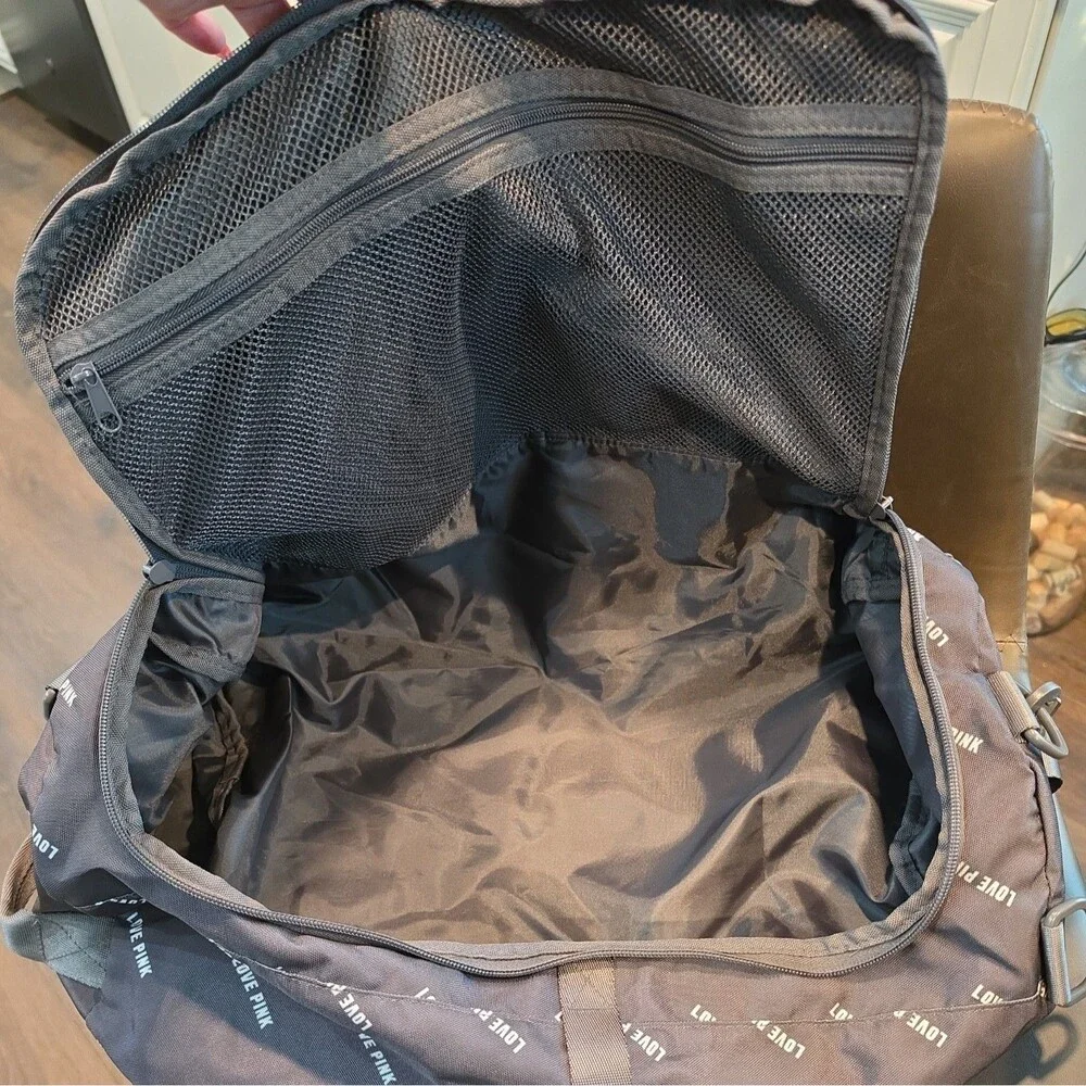 Victoria's Secret Pink CAMPUS CONVERTIBLE DUFFLE Gym Bag Dark Charcoal
